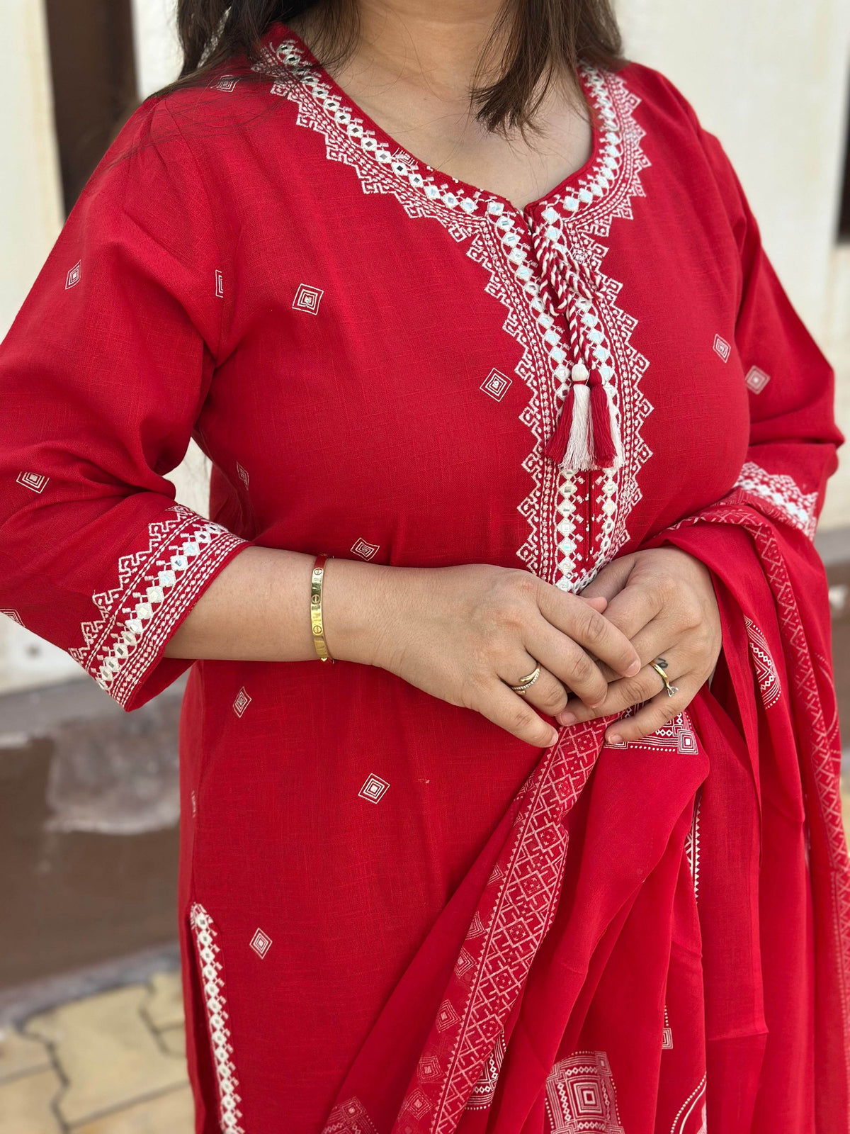 Cotton Flex kurta set with pants & dupatta
