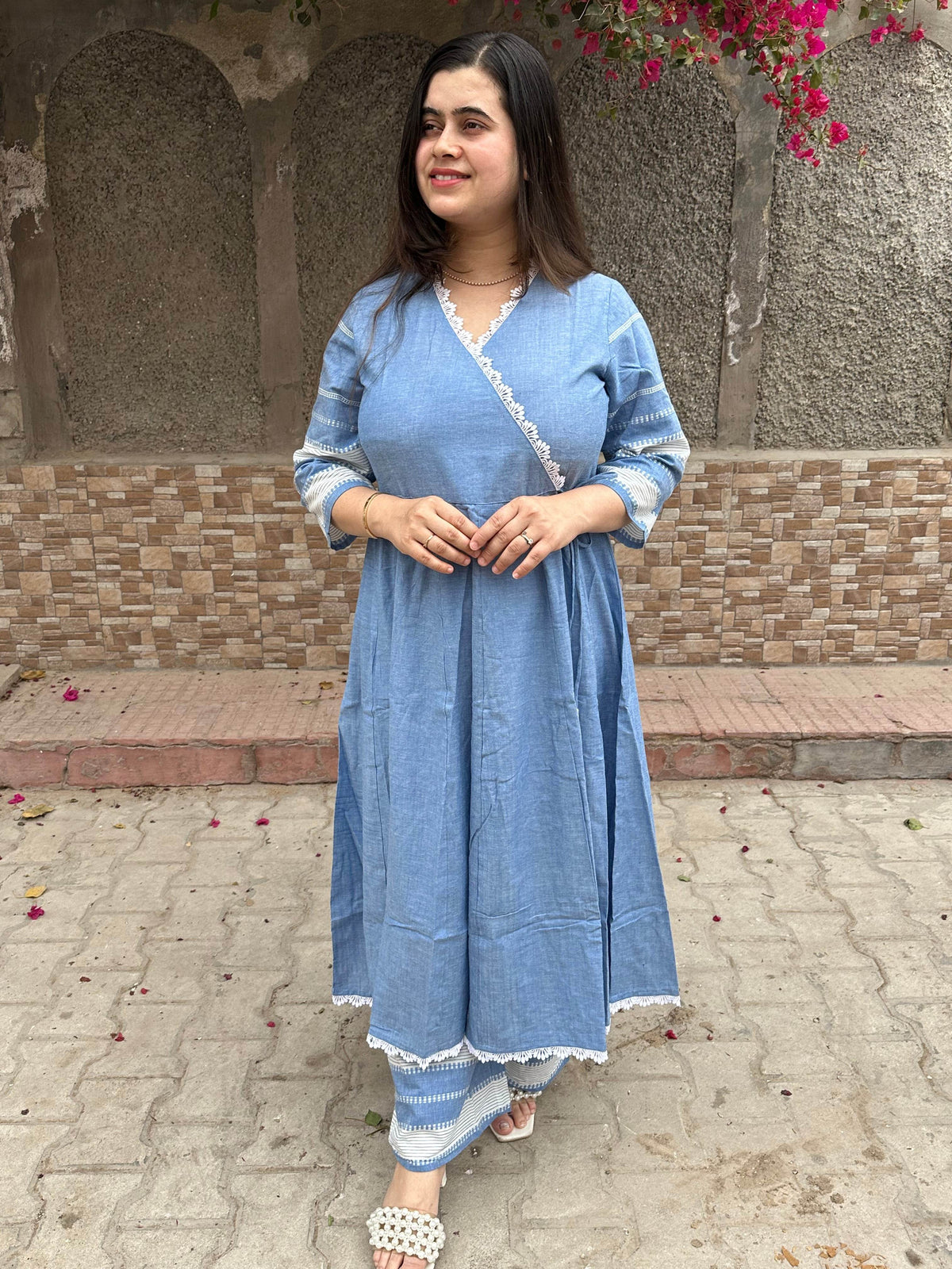 Denim Cotton Anarkali Suit For Women