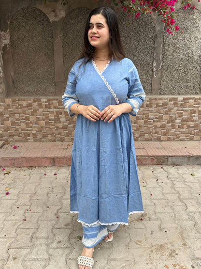 Denim Cotton Anarkali Suit For Women