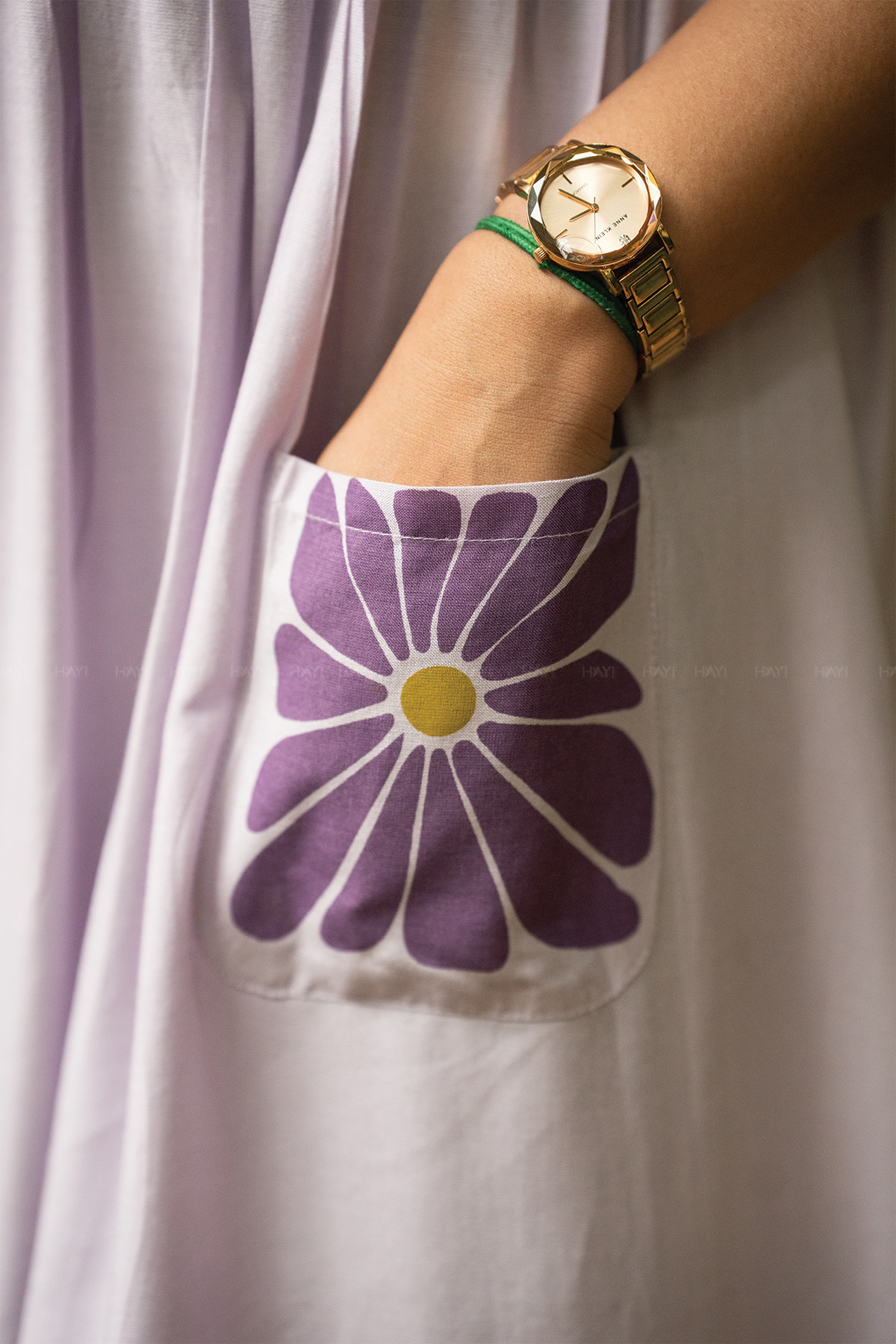 Floral Flow Lavender Viscose Dress with Square Neckline & Puff Sleeves