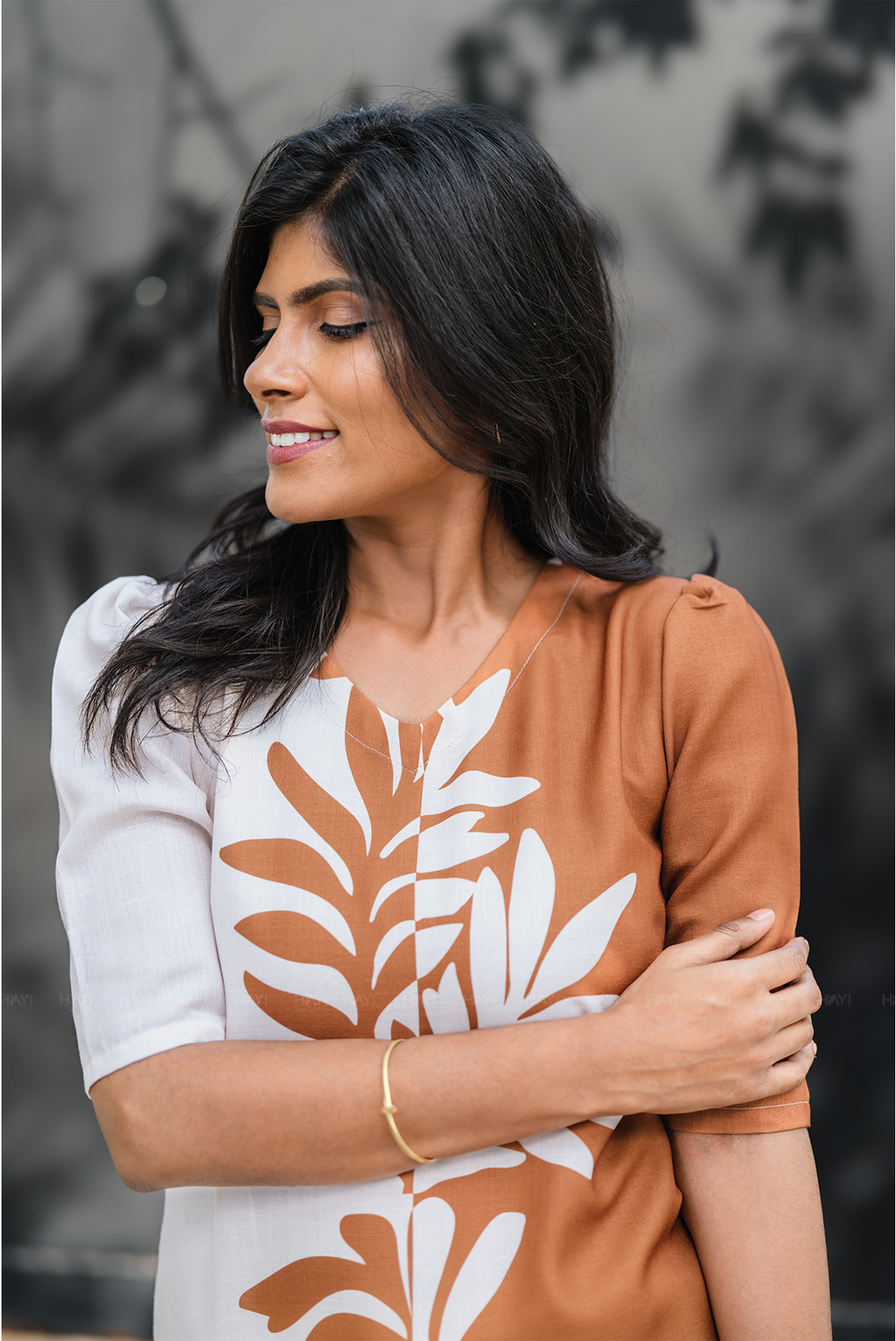 Dusk Beige with Rustleaf Grace floral printed Linen Blend Kurta