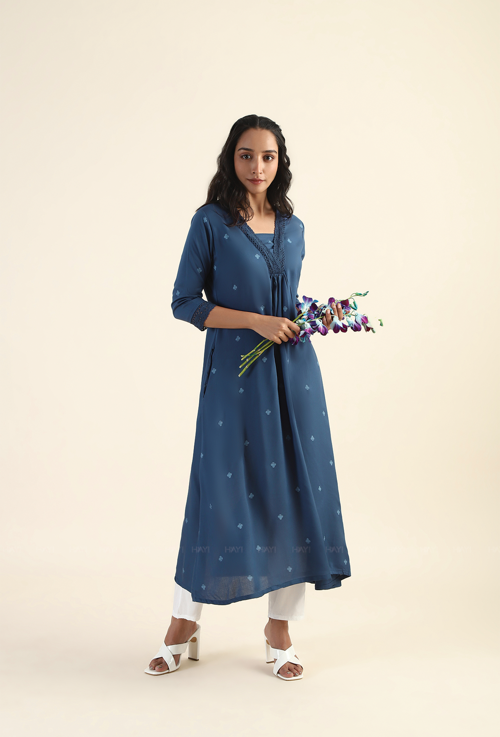 Celestial Blue Twinkle Muse Viscose Printed Dress