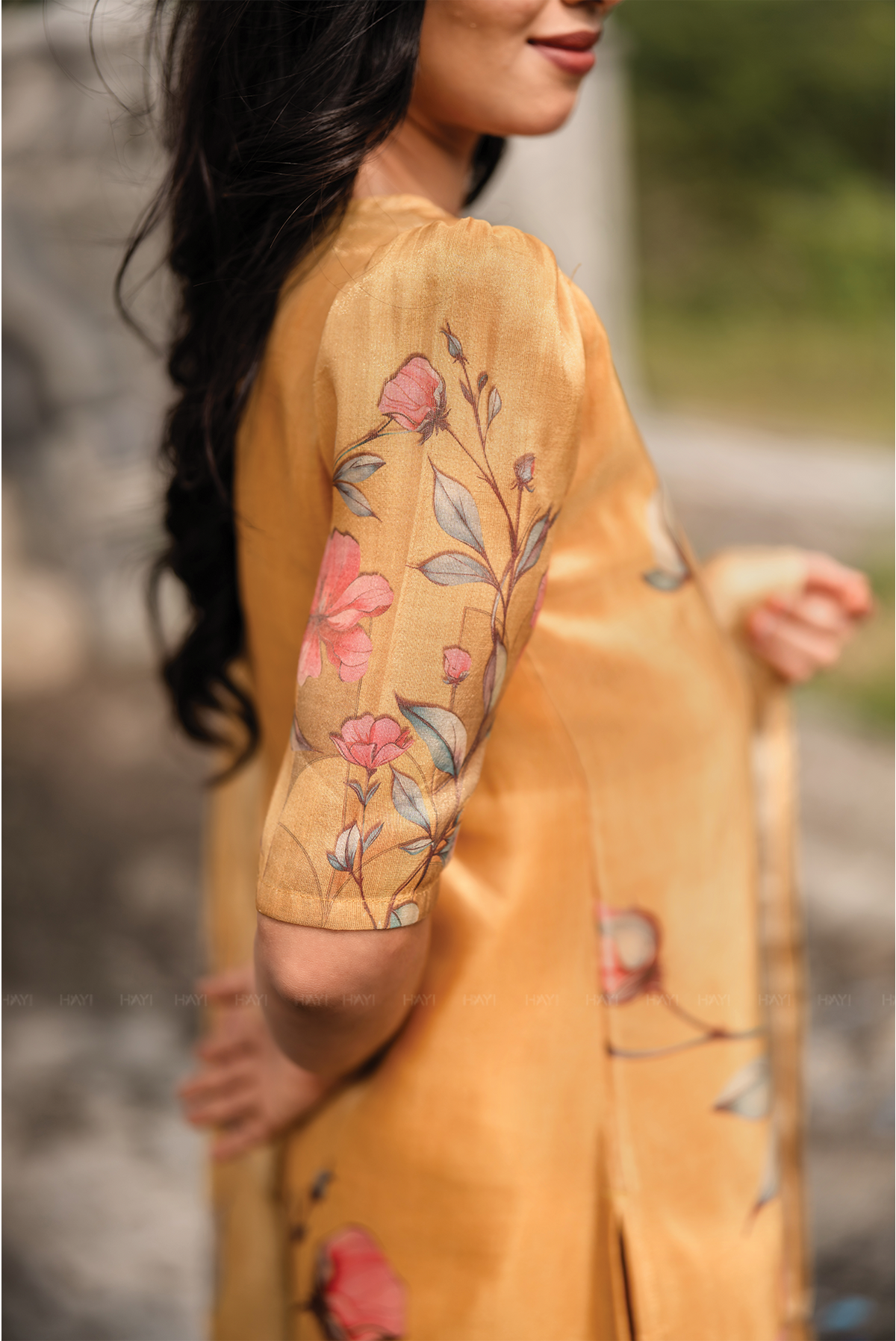 Floral Silkshine Yellow 3 Piece Shimmer Tissue Blend Floral Placement Printed Kurta with Pant & Dupatta