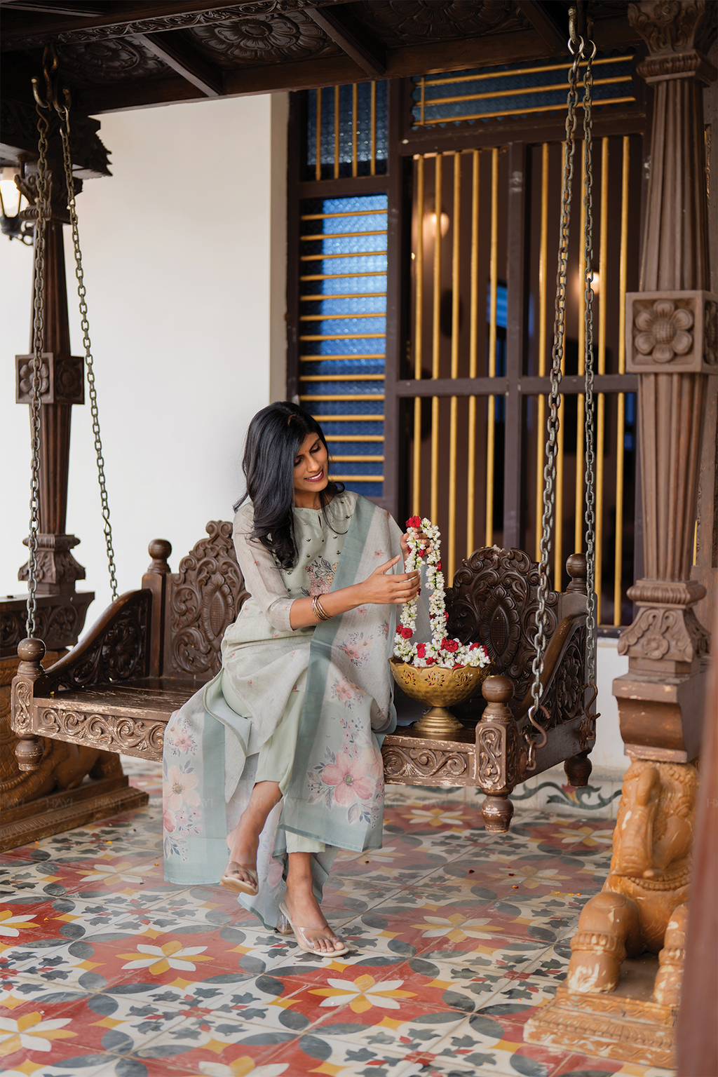 Limevine Green 3 Piece Silk Blend Embroidery Kurta with Pant & Dupatta