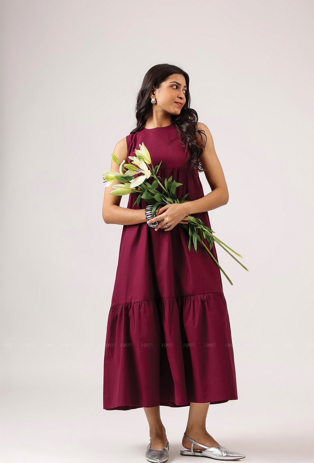 Vin Rouge Sleeveless Wine Flared Dress