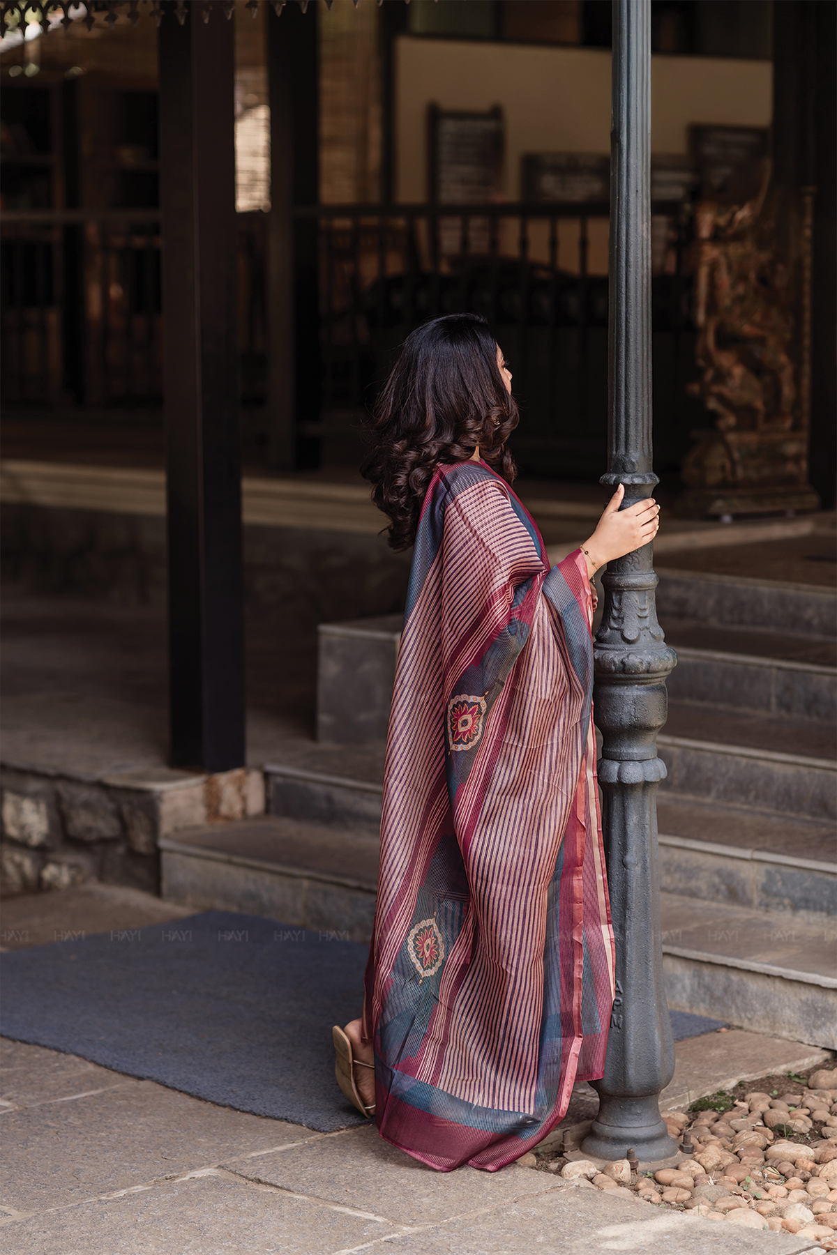 Rustic Grace Red Piece Shimmer Tissue Blend Placement Printed Kurta with Pant & Dupatta
