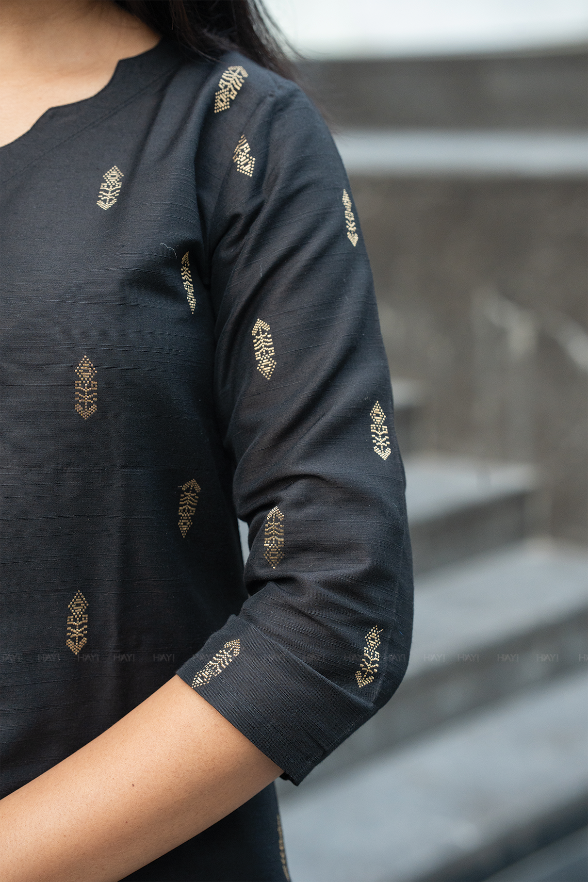 Twilight Weft Black 3 Piece Viscose Jacquard Weave Kurta with Pant & Dupatta