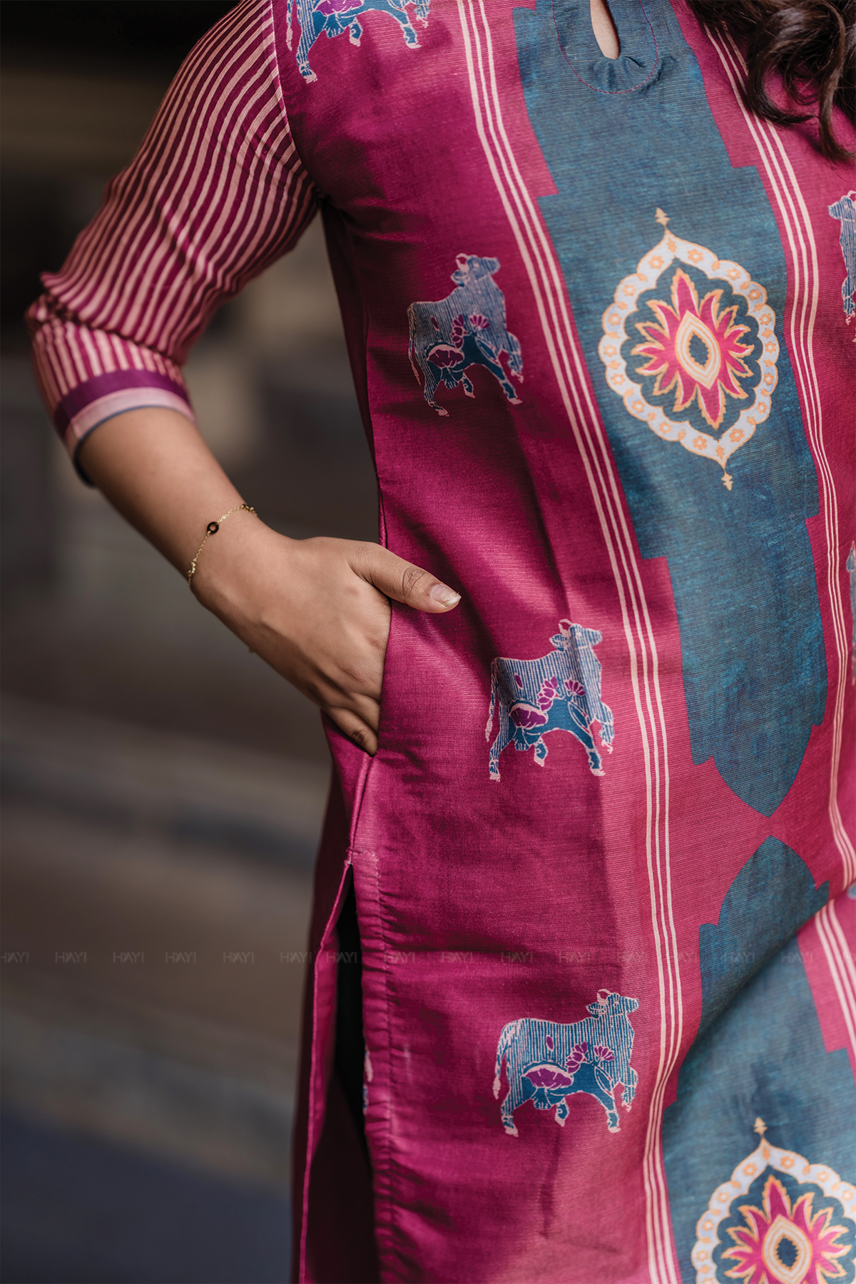 Rustic Grace Red Piece Shimmer Tissue Blend Placement Printed Kurta with Pant & Dupatta