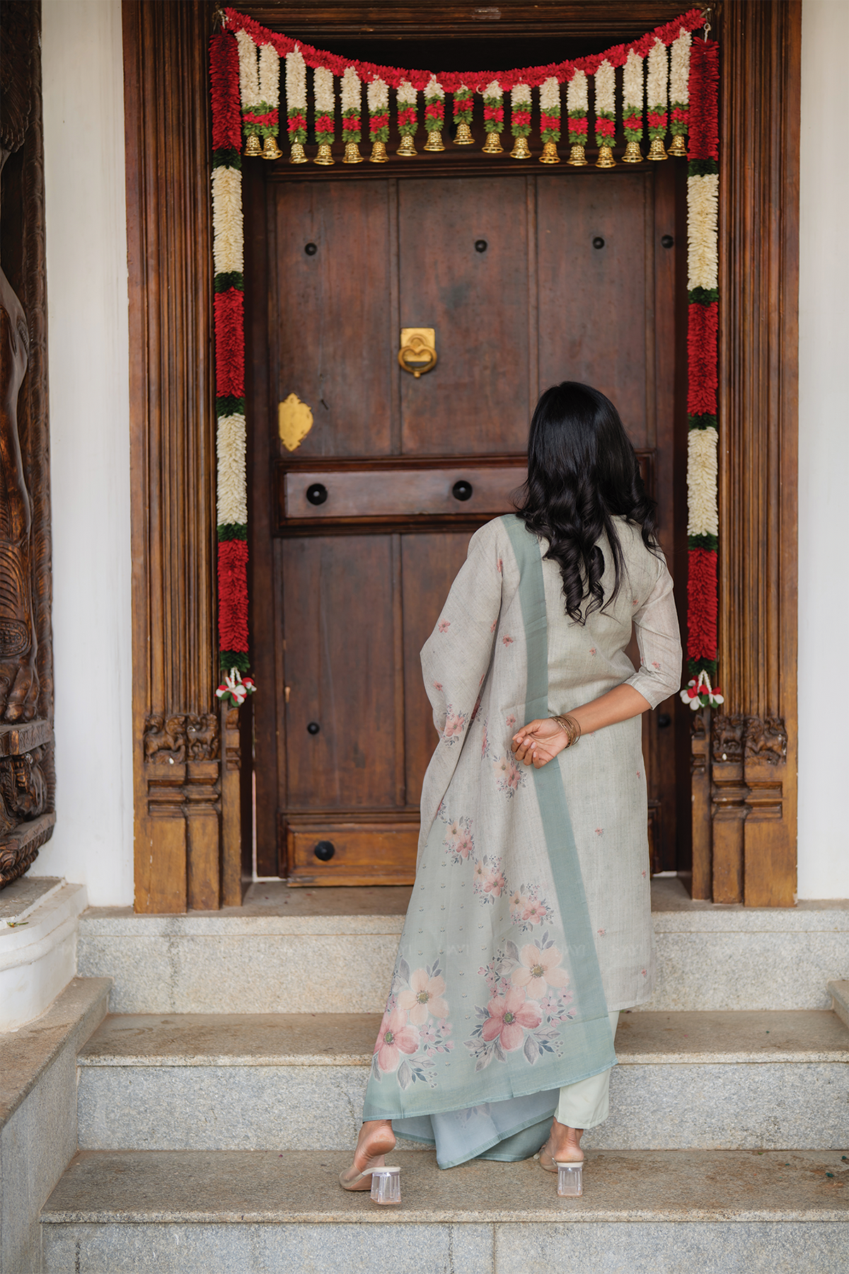 Limevine Green 3 Piece Silk Blend Embroidery Kurta with Pant & Dupatta