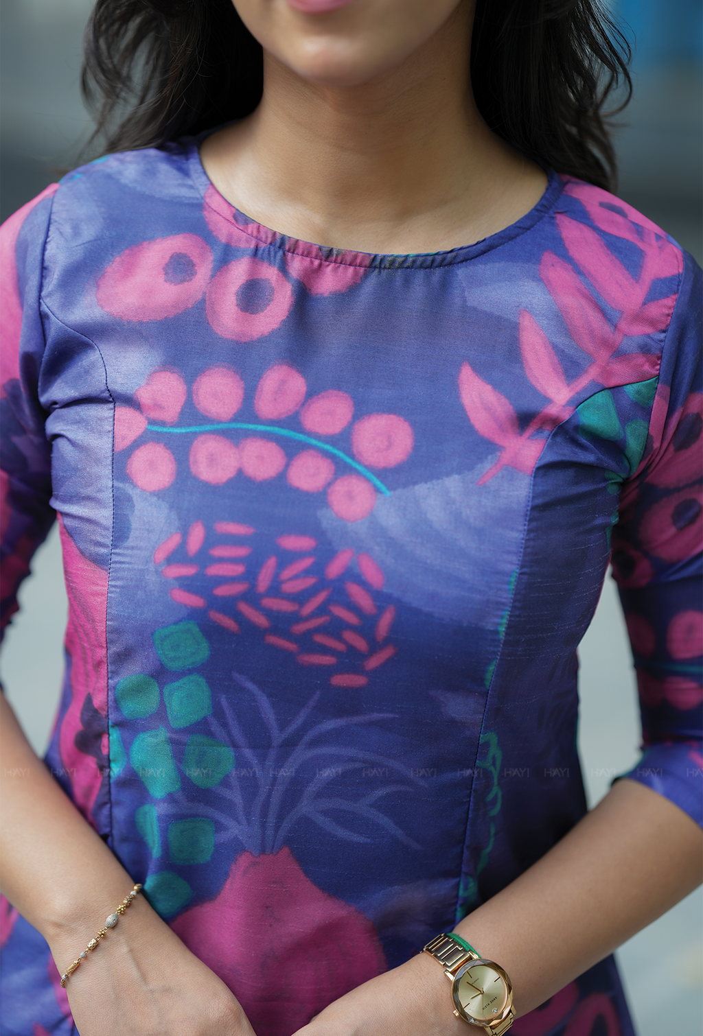 Lucid Violet with Orchid Cherry Silk Blend Co ord set