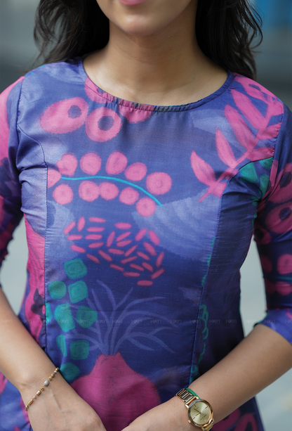 Lucid Violet with Orchid Cherry Silk Blend Co ord set