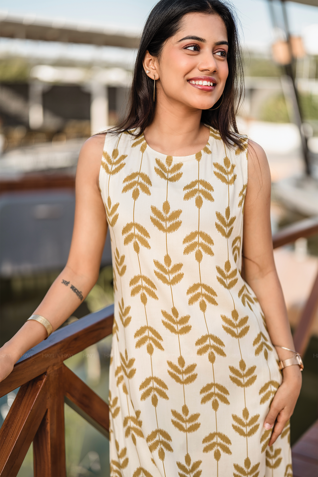 Sona Bloom Sandal Viscose Co-ord with Close Neck and Attached 3/4th Sleeves