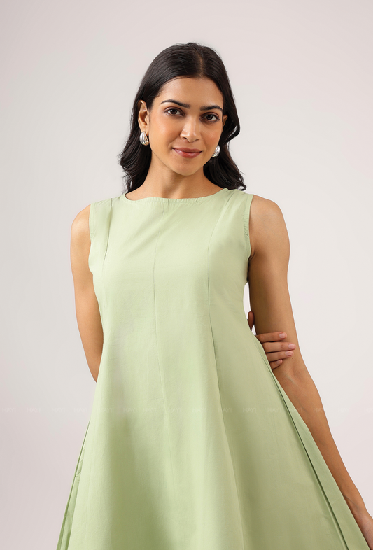 Skyfall Green Sleeveless Panel Dress