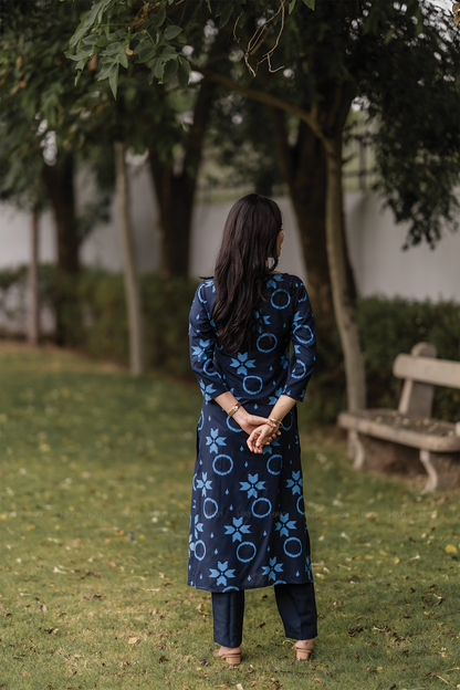 Noir Ivy Blue Viscose Co-ord with Boat Neck