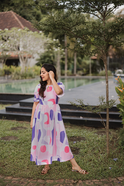 Entwine Pink with Florenza pirnted Maternity and Feeding Viscose Dress