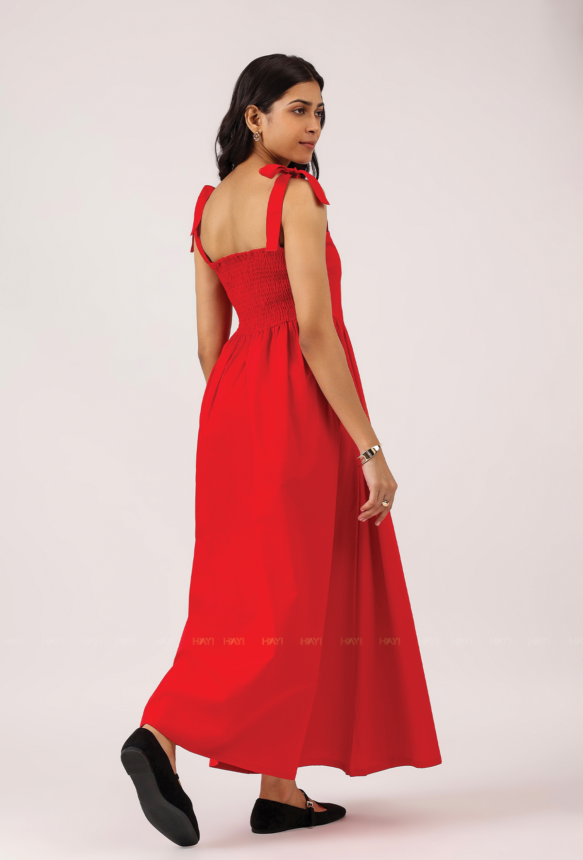 Lover's Edit Red Spaghetti Dress With Back Smock