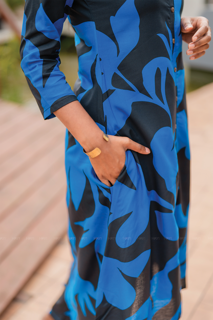 Mystic Muse Black Viscose Co-ord with Shrisha Collar & 3/4th Sleeves