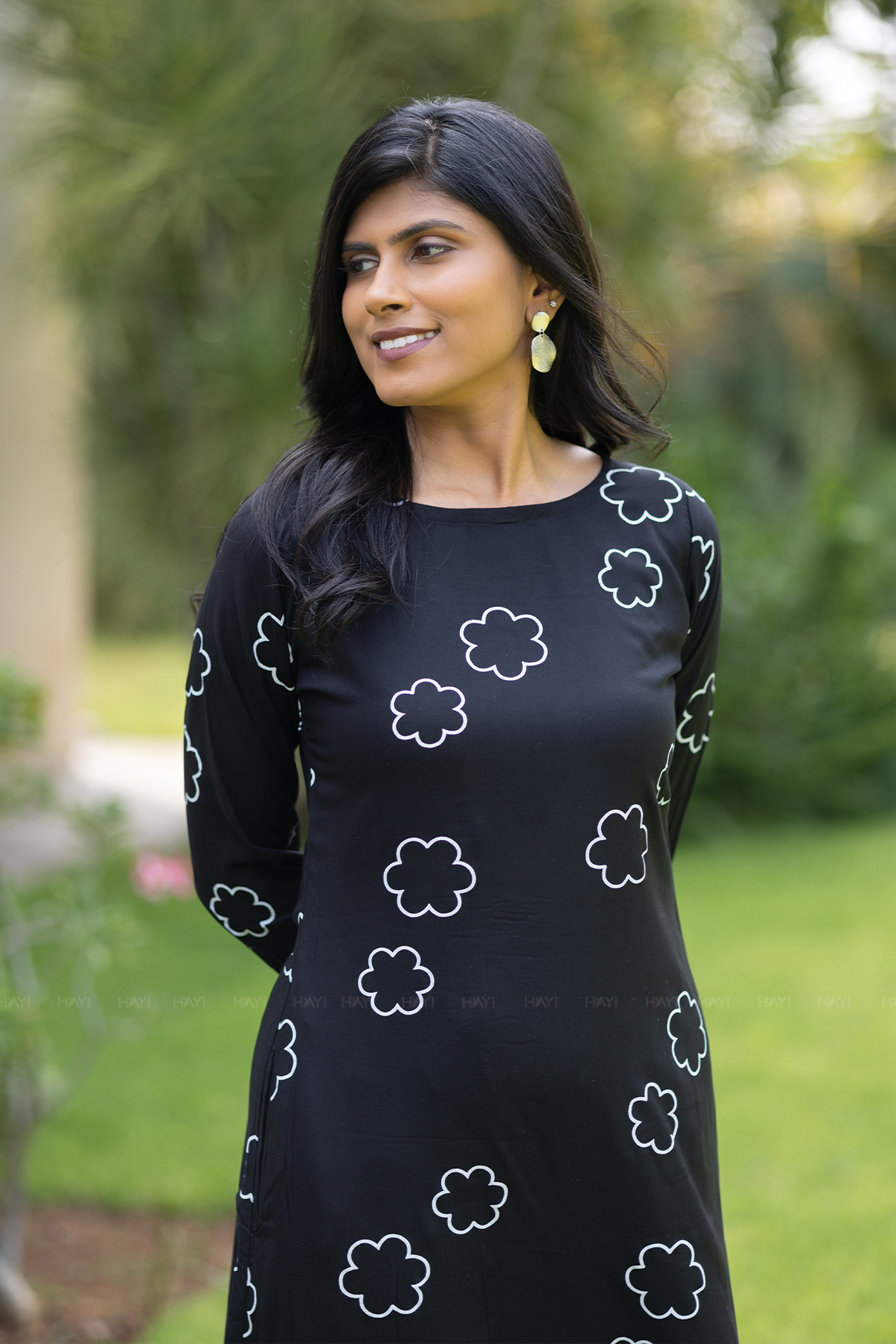 Lunar Whisper Black Co-ord with Boat neck & 3/4th sleeves