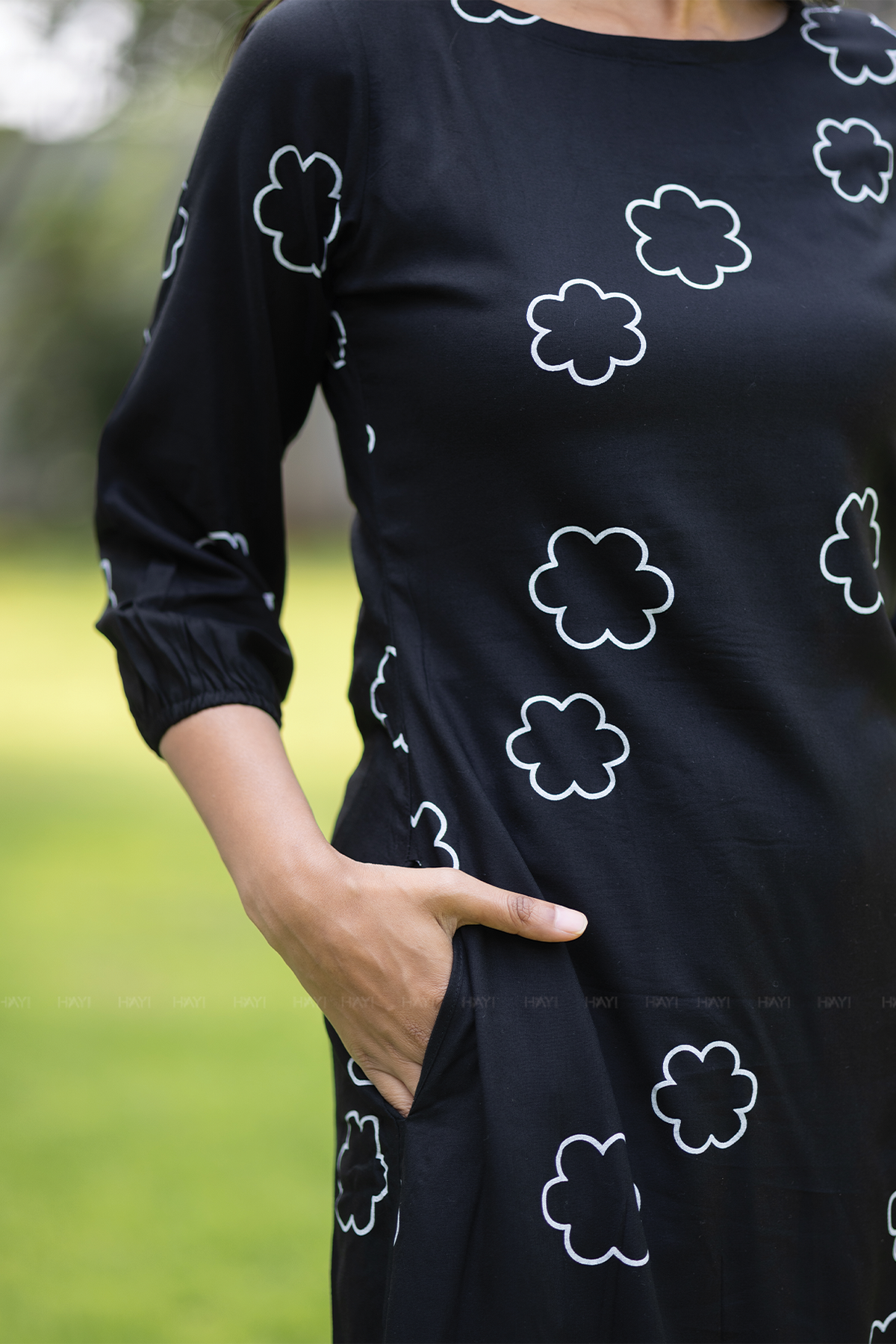 Lunar Whisper Black Co-ord with Boat neck & 3/4th sleeves