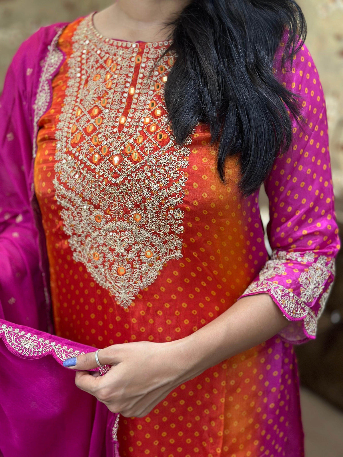 Soft Chinon Silk Suit For Women