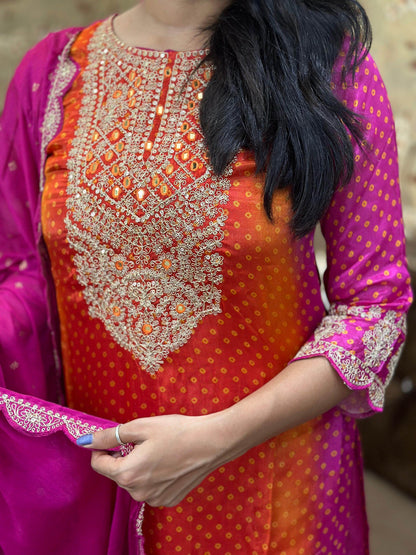 Soft Chinon Silk Suit For Women