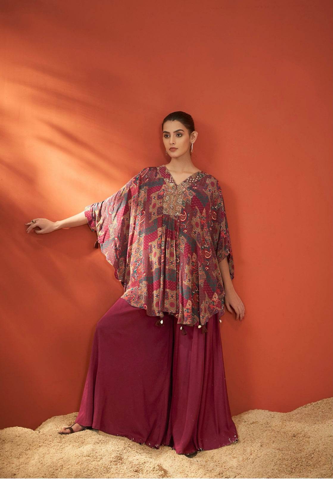 Pure crepe kaftan dress for Women