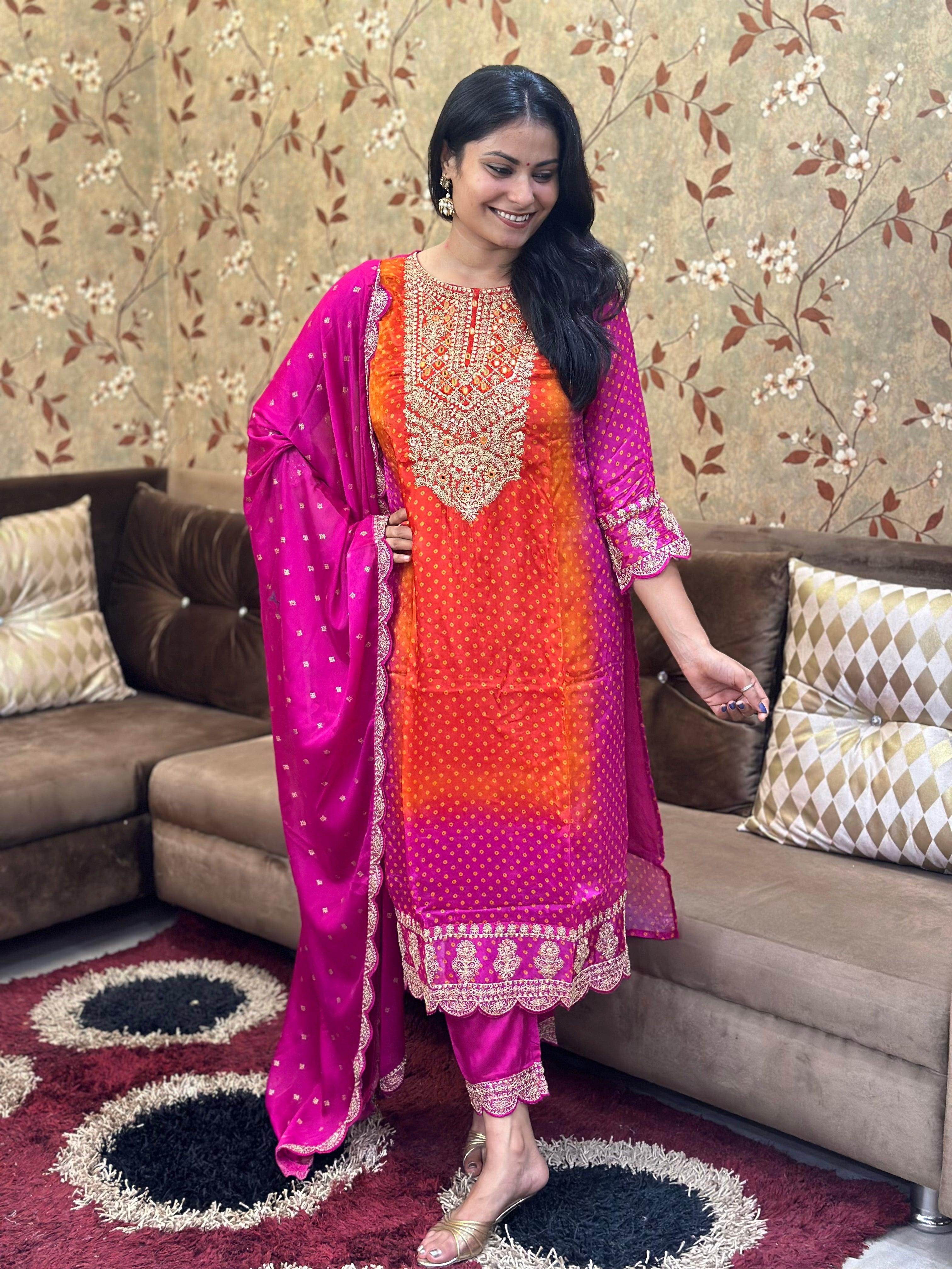 Soft Chinon Silk Suit For Women