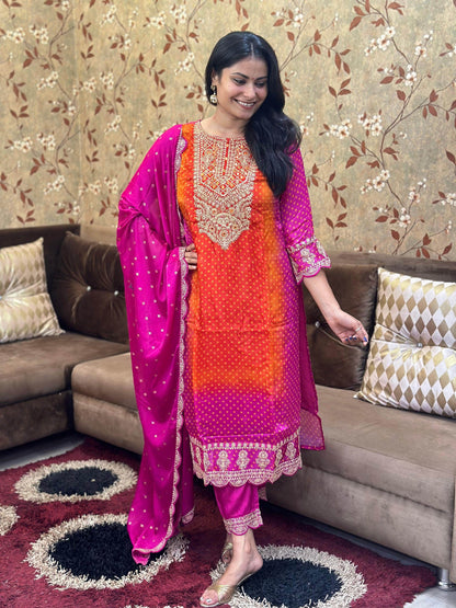 Soft Chinon Silk Suit For Women