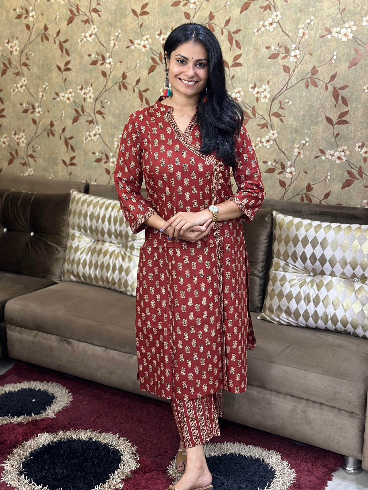 Angrakha Bagru Red Suit