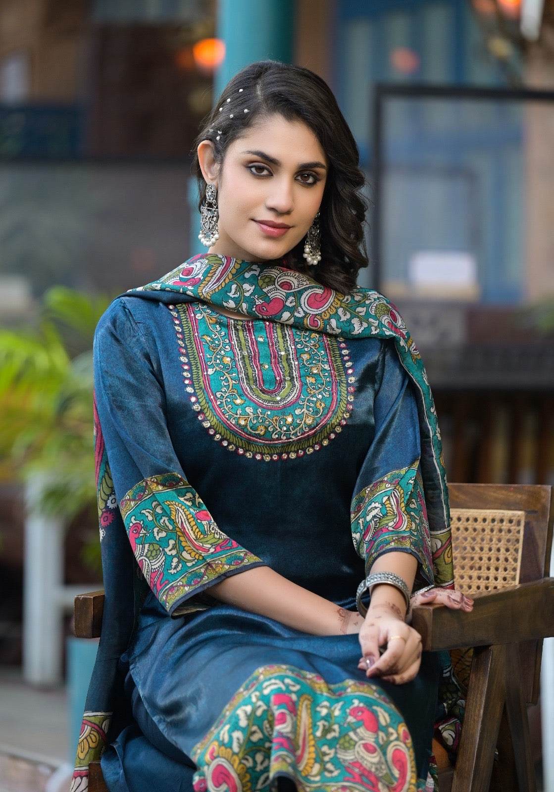 Soft Gajji Silk Suit For Women Peacock