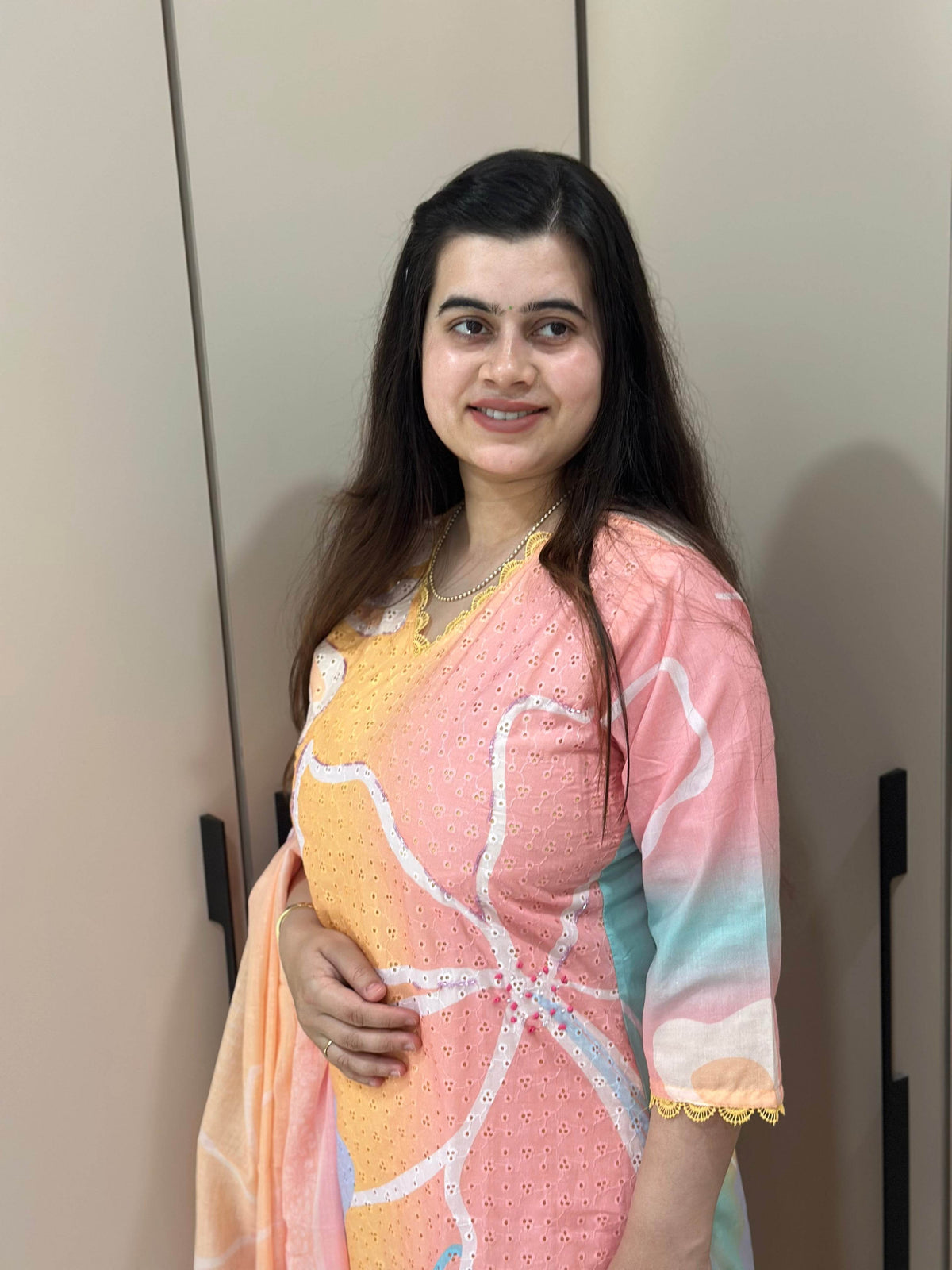 Cotton Chiffli kurta Set with dupatta