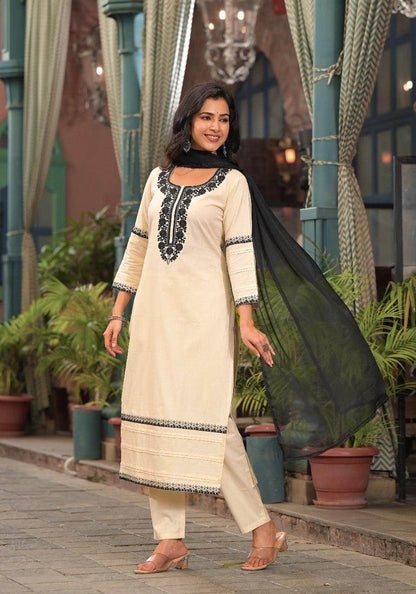 Cotton Kurta Set for Women Mehar Offwhite