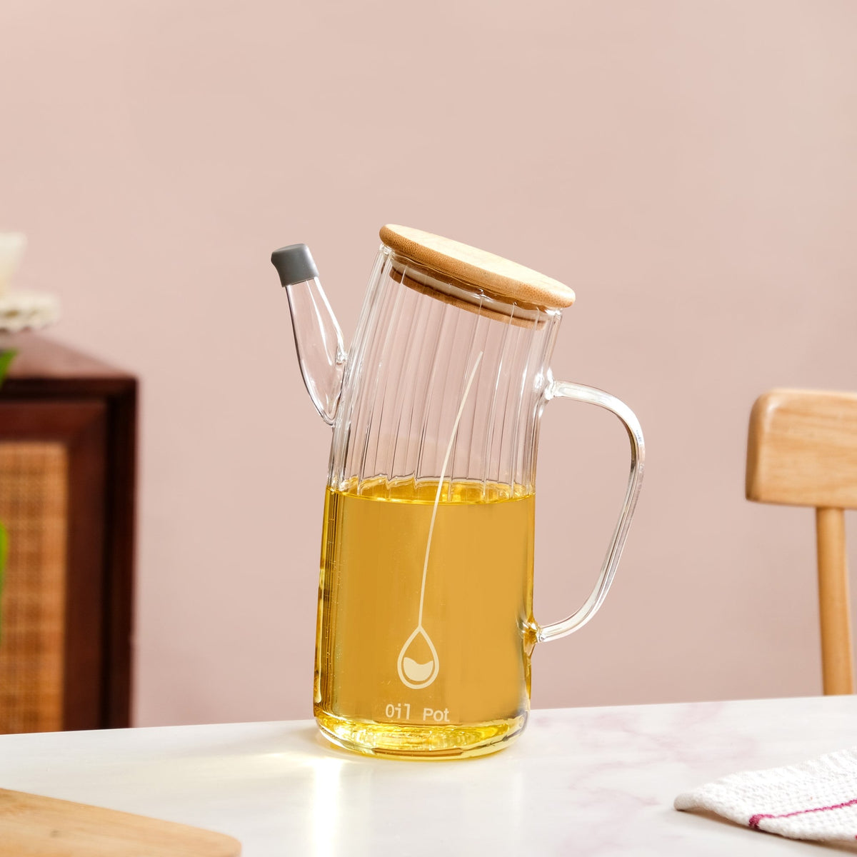 Fluted Borosilicate Glass Oil Jar 800ml