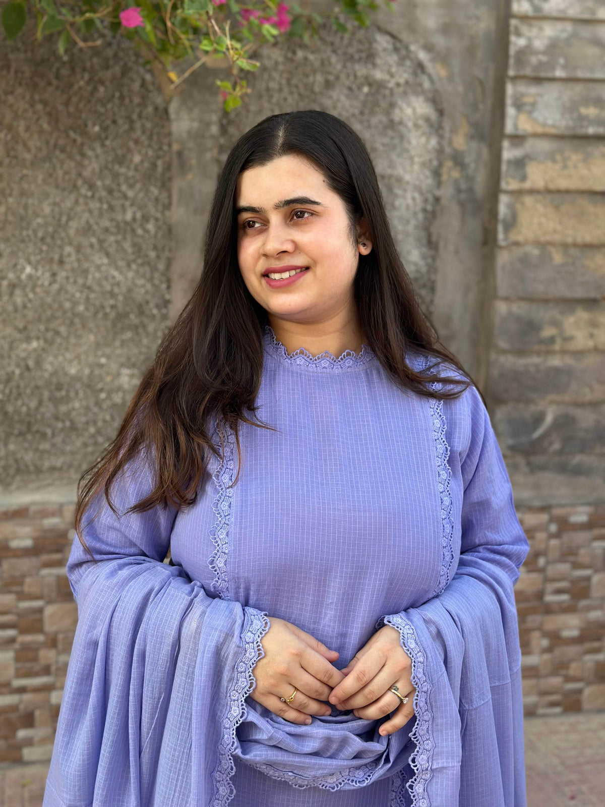 Lavender queen Kota Cotton kurta Set with pants and dupatta