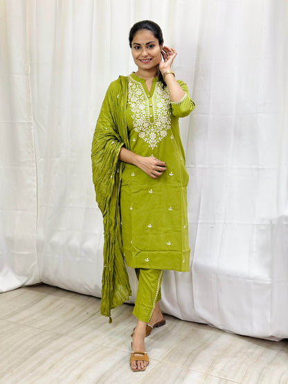 Premium Cotton Suit For Women GRN