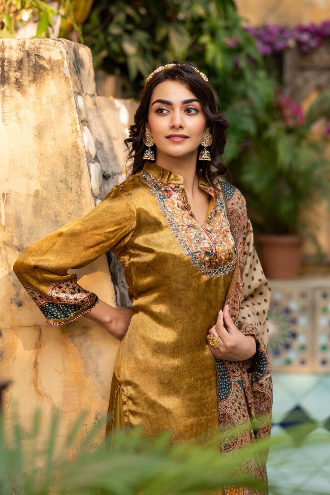 Soft Gajji Silk Suit For Women Peacock