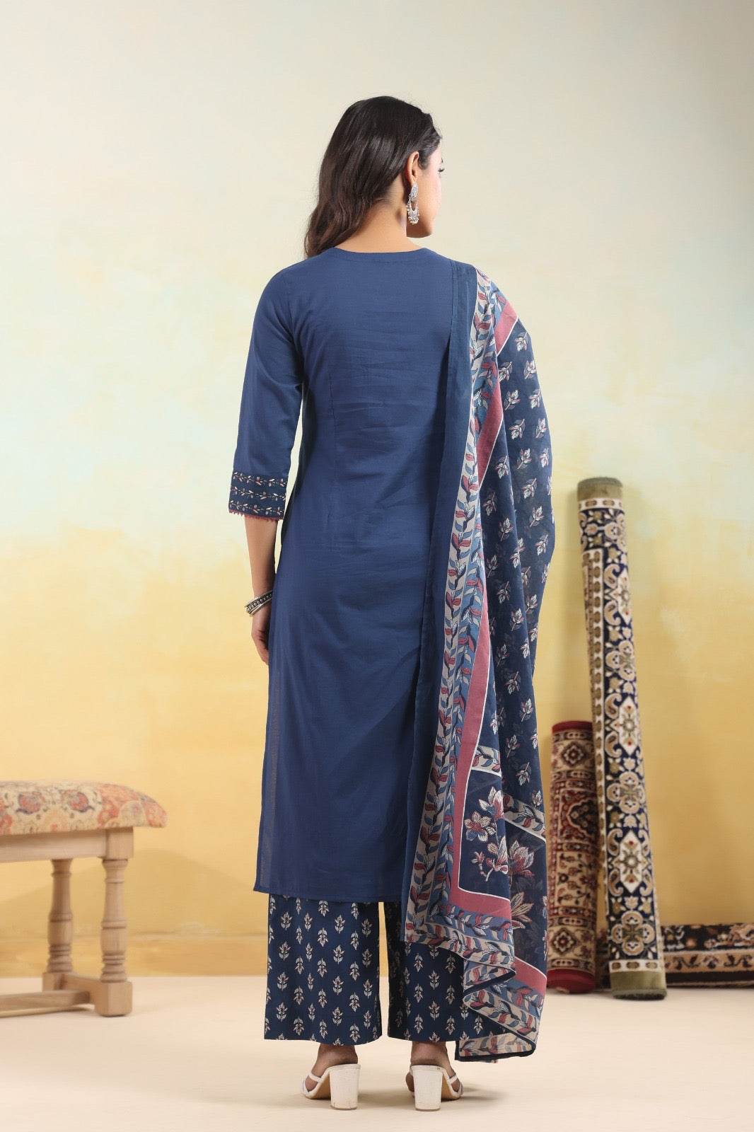 Ajrakh Printed Cotton Suit For Women