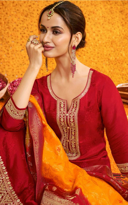Plus size Banarasi silk suit