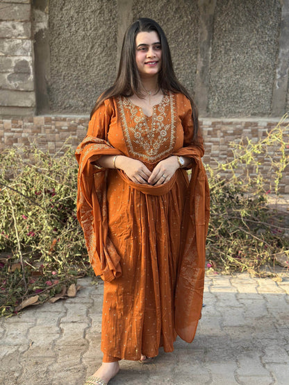 Mul cotton Chanderi kurta set for women with dupatta