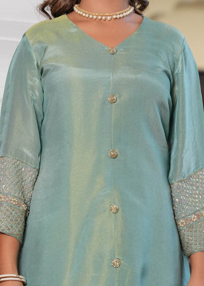 Shimmer Silk suit For Women Aqua