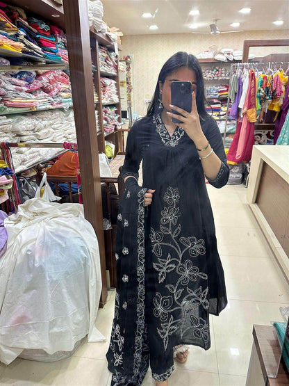 Cotton Kurta Set Black