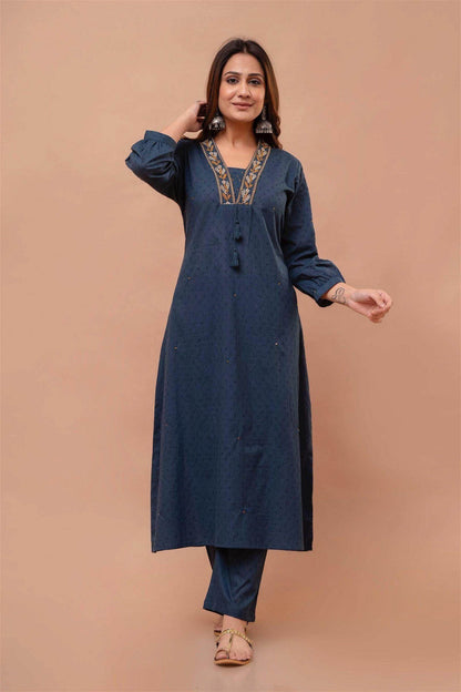 Cotton Suit Bluish Grey