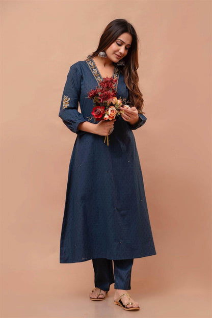 Cotton Suit Bluish Grey