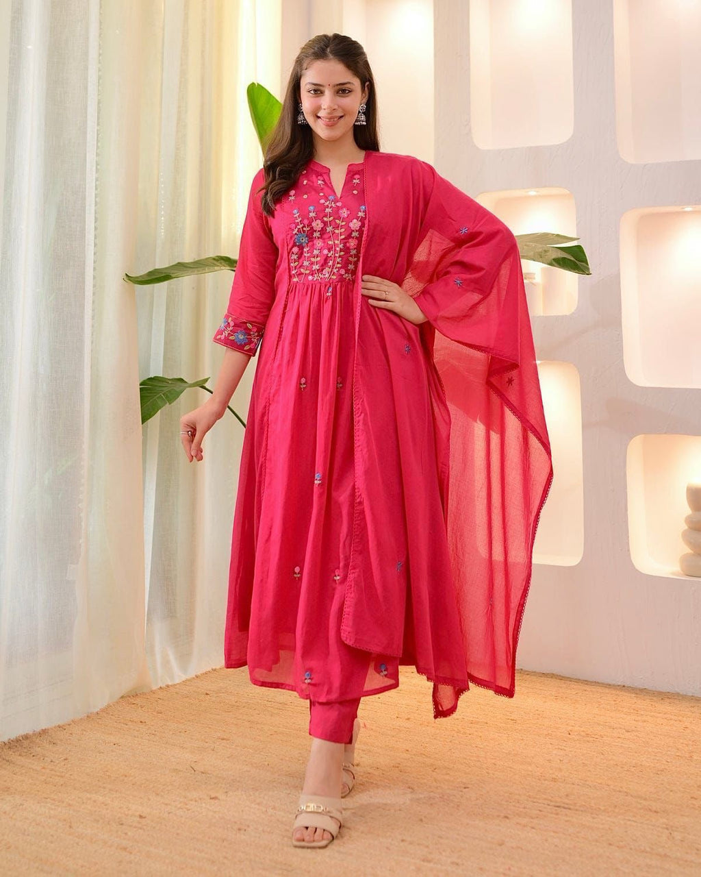 Amayra Cotton Threadwork Pant Dupatta Set – Thread & Lacework