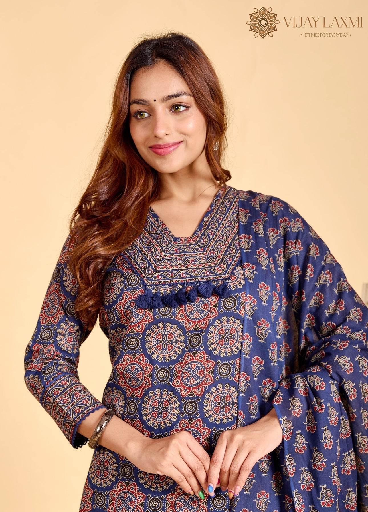 Ajrakh Printed Cotton Suit For Women