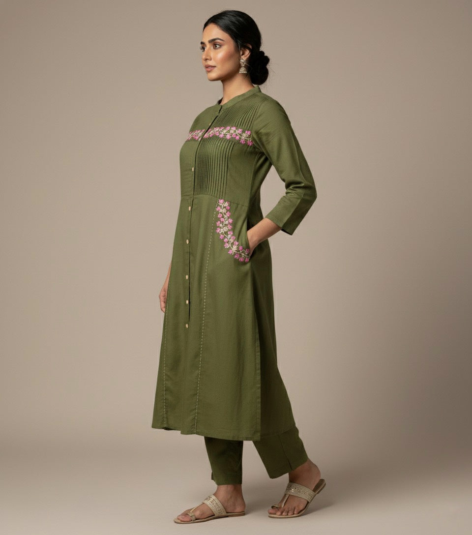 Amayra Cotton Flex Green kurta Set
