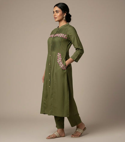 Amayra Cotton Flex Green kurta Set