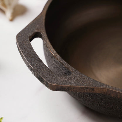 Empress Cast Iron Ultra Smooth Flat Base Kadai 9 Inch