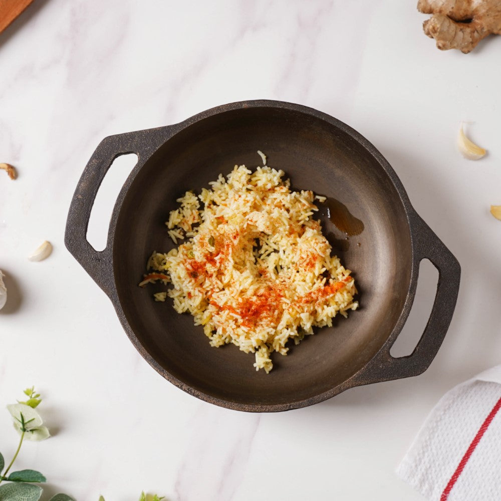 Empress Cast Iron Ultra Smooth Flat Base Kadai 9 Inch