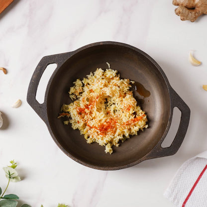 Empress Cast Iron Ultra Smooth Flat Base Kadai 9 Inch